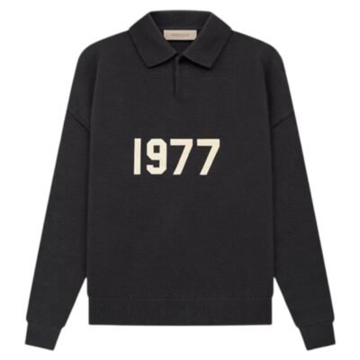 Fear Of God Essentials Oversized Knit Long-Sleeve Polo 'Iron’