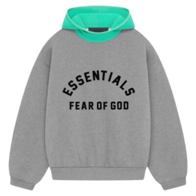 Fear Of God Essentials Nylon Fleece Hoodie ”Dark Heather/ Mint Leaf”