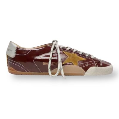 Golden Goose True-Star “Burgundy naplak with Suede star and Silver nappa heel tab”