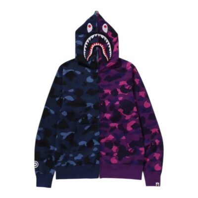 A Bathing Ape Camo Seperate Shark Full-Zip Hoodie “Navy/Purple”