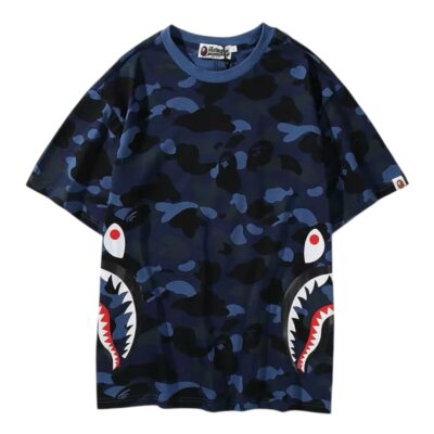 BAPE A Bathing Ape Camo Shark Tee “Navy”
