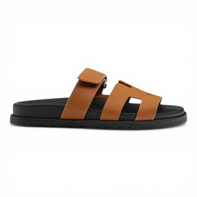 Hermes Chypre Sandal Noir Calfskin Leather “Natural/Black”