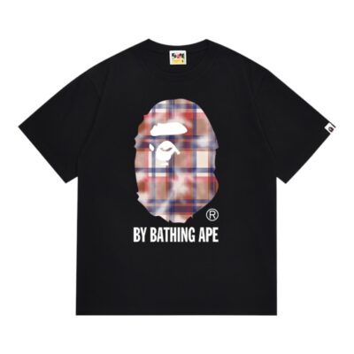 BAPE Bleach Check Ape Head Tee “Black”