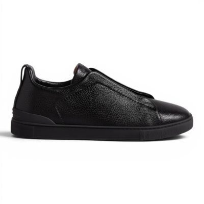 Zegna Deerskin Triple Stitch Sneakers “Black”