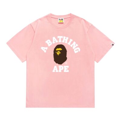 BAPE Classic Ape Head College Tee “Pink”