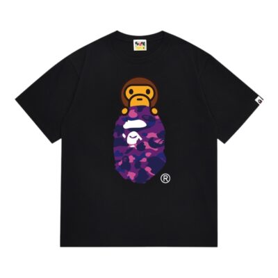 BAPE Color Camo Milo on Ape Head Tee “Black/Purple”
