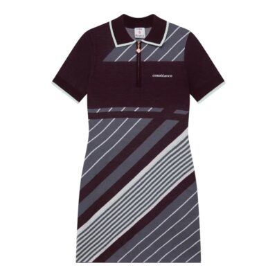 Casablanca Diagonal Tennis Merino Polo Dress “Burgundy”