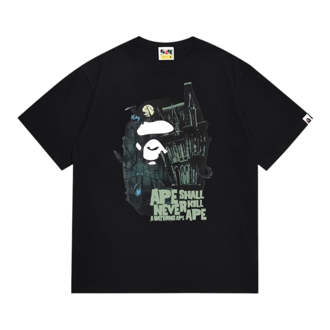 BAPE Halloween Bape Mansion Ape Head Tee “Black“