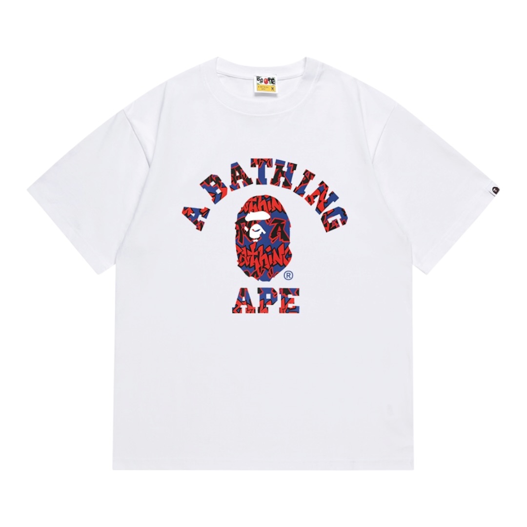 BAPE Graffiti Pattern College Tee “White“