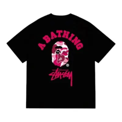 BAPE x STUSSY Camo Tee “Black/Red”