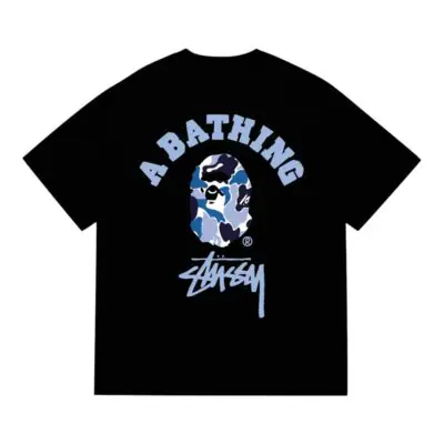 BAPE x STUSSY Camo Tee “Black/Blue”